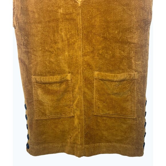 Madewell Corduroy Side-Button Shift Dress V-Neck Medium Antique Gold Casual Styl - Picture 10 of 14